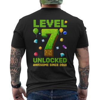 Level 7 Unlocked Awesome Since 2018 Pixel Birthday Men's T-shirt Back Print - Thegiftio UK