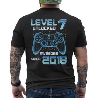 Level 7 Unlocked Video Game Party 7Th Birthday Gamer Boys Men's T-shirt Back Print - Thegiftio UK
