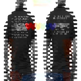 Lgbt Heart Retro Be A Decent Human It's Not That Hard Men's T-shirt Back Print - Monsterry