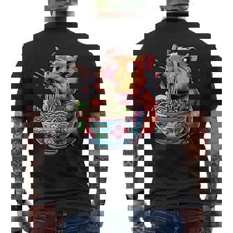 Lindo Kawaii Capibara Comiendo Ramen Japonés Anime Camiseta Hombre Estampado Espalda - Regaloses