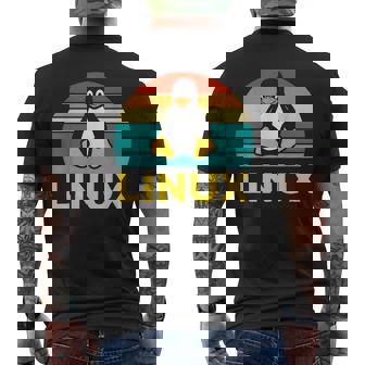 Linux レトロ ヴィンテージ ペンギン オタク ペンギン オペレーティング システム オタク メンズTシャツ バックプリント - Kawaiitshirt