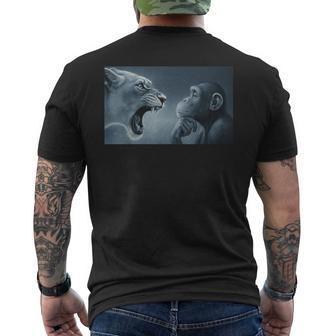 Lion Yelling At Monkey Monkey And Lion Meme Monkey Thinking Men's T-shirt Back Print - Thegiftio UK