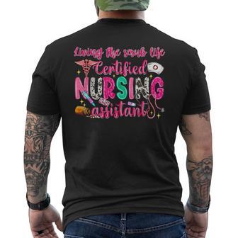 Living The Scrubs Life Certified Nursing Assistant Cna Men's T-shirt Back Print - Thegiftio UK