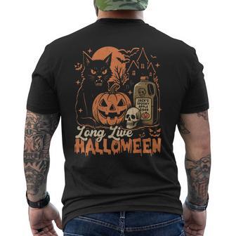 Long Live Halloween Pumpkin Halloween Black Cat Men's T-shirt Back Print - Thegiftio UK