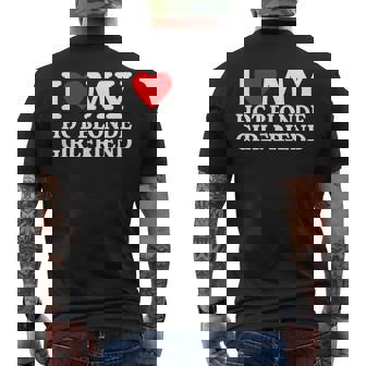 I Love My Hot Blonde Girlfriend I Heart My Blonde Girlfriend Men's T-shirt Back Print - Monsterry