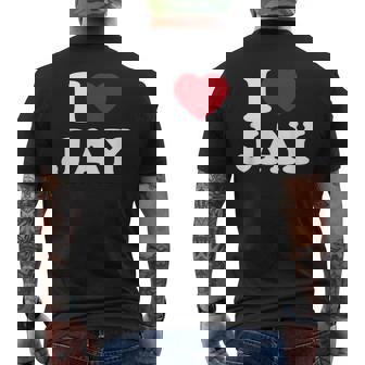 I Love Jay I Heart Jay レッドハート メンズTシャツ バックプリント - Kawaiitshirt
