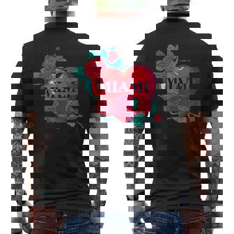 I Love Miami Miami Love Heart & Roses Illustration Graphic メンズTシャツ バックプリント - Kawaiitshirt