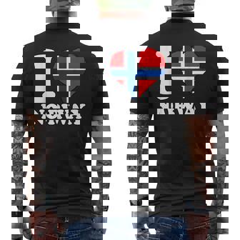 I Love Norwegian Pride ノルウェーのルーツ ノルウェー国旗 メンズTシャツ バックプリント - Kawaiitshirt