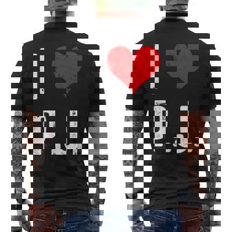 I Love Pj PJ ハート アンティーク調 長袖tシャツ メンズTシャツ バックプリント - Kawaiitshirt