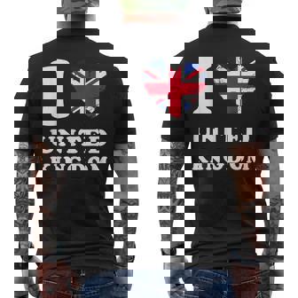 I Love United Kingdom ハートフラッグ イギリス Uk グレートブリテン メンズTシャツ バックプリント - Kawaiitshirt