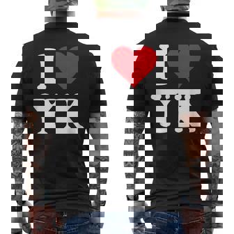 I Love Yk Initials I Heart YK First Last Name Y K メンズTシャツ バックプリント - Kawaiitshirt