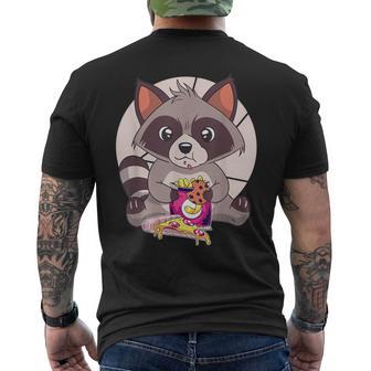 Lustiger Waschbär Freund Isst Junk Food Pizza Müll Meme T-Shirt mit Rückendruck - Geschenkecke
