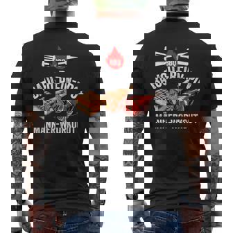 Lustiges Grillen Bbq Bauch Bein Po Männer Workout T-Shirt mit Rückendruck - Geschenkecke