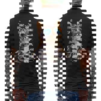 Lustiges Katzen Für Katzenliebhaber Mitonnenbrille T-Shirt mit Rückendruck - Geschenkecke