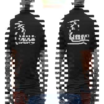 Mahalo サンクス ハワイ ヤシの木 ビーチ ホリデーギフト サンサーフ メンズTシャツ バックプリント - Kawaiitshirt