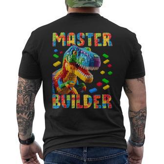 Master Builder Bricks Blocks Play Toys T-Rex Dinosaur Men's T-shirt Back Print - Thegiftio UK