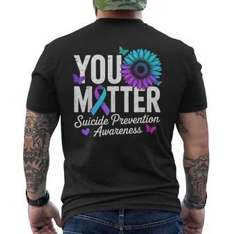 You Matter Suicide Prevention Awareness Teal & Purple Ribbon Men's T-shirt Back Print - Thegiftio UK