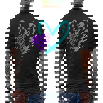 You Matter Teal And Purple Heart Semicolon Mental Health Men's T-shirt Back Print | Mazezy