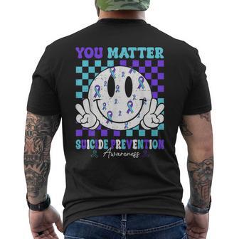 You Matter Teal Purple Ribbon Suicide Prevention Awareness Men's T-shirt Back Print - Thegiftio UK