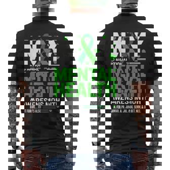In May We Wear Green Mental Health Awareness Green Ribbon Men's T-shirt Back Print - Thegiftio UK