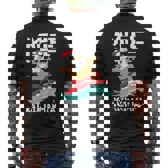 Mele Kalikimaka ハワイアン クリスマス ハワイ サーフィン サンタ メンズTシャツ バックプリント - Kawaiitshirt