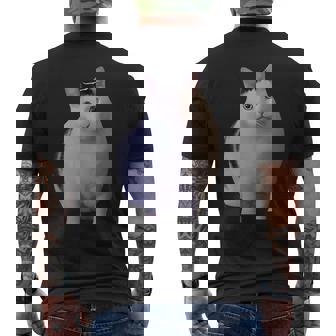 Meme Huh Catミームハァキャット面白い メンズTシャツ バックプリント - Kawaiitshirt