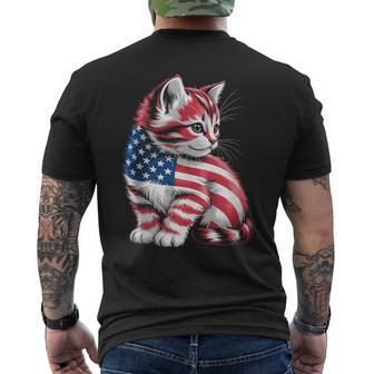 Memorial Day Cat And Independence Day Pride 4Th Of July Cat Men's T-shirt Back Print - Thegiftio UK