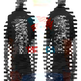 Merica Bigfoot Rock American Flag Patriotic 4Th Of July Men's T-shirt Back Print - Monsterry