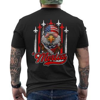 Merica Eagle Airplane 4Th Of July American Flag Patriotic Men's T-shirt Back Print - Thegiftio UK
