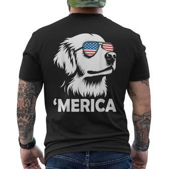 Merica Patriotic American Flag Golden Retriever Dog Lover Men's T-shirt Back Print - Thegiftio UK