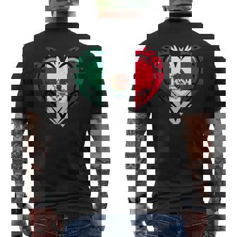 Mexico Flag Heart Mexican Men's T-shirt Back Print - Thegiftio