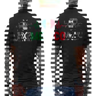 Mexico Flag Mexican Pride Heartbeat Ekg Pulse Mexico Emblem Men's T-shirt Back Print | Mazezy
