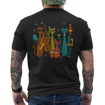 Mid Century Modern Band Cats Retro 50S 60S Style Men's T-shirt Back Print - Thegiftio UK