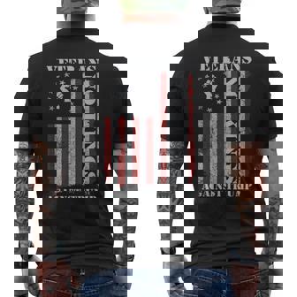 Military Veterans Protest Usa Flag No Kings America Protest Men's T-shirt Back Print - Monsterry