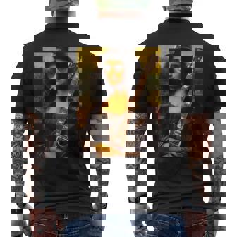 Monalisa Guitarist By Rock N Roll メンズTシャツ バックプリント - Kawaiitshirt