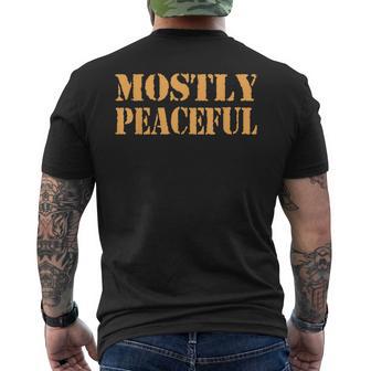 Mostly Peaceful Humor Quote Men's T-shirt Back Print - Thegiftio UK