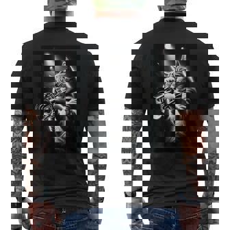 Musicien Trompette Joueur Chat Drôle Jouant De Trompette T-shirt imprimé au dos - Cadeauxyz