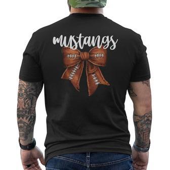Mustangs Football Bow School Spirit Team Mascot Game Night Men's T-shirt Back Print - Thegiftio UK