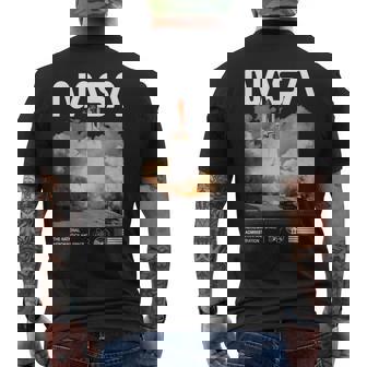 Nasa スペースシャトル打ち上げカラーの黒と白のワームロゴ メンズTシャツ バックプリント - Kawaiitshirt