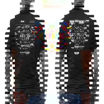National Hispanic Heritage Month All Countries Flag Heart Men's T-shirt Back Print - Seseable