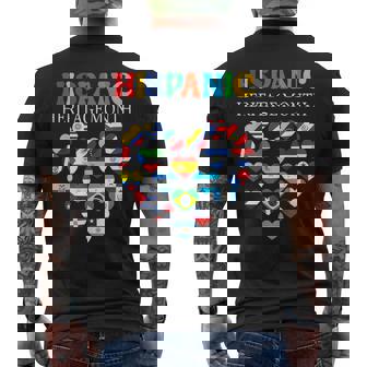 National Hispanic Heritage Month All Countries Flags Heart Men's T-shirt Back Print - Seseable