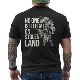 No One Is Illegal On Stolen Land Native Americans Vintage Men's T-shirt Back Print - Thegiftio UK