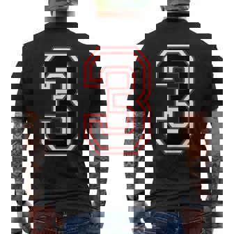 Number Numero Nummer 3 Three 3番 メンズTシャツ バックプリント - Kawaiitshirt