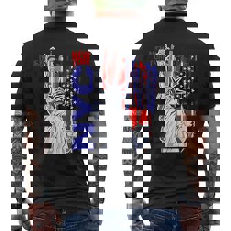 Nyc ニューヨーク市自由の女神 アメリカ国旗 メンズTシャツ バックプリント - Kawaiitshirt