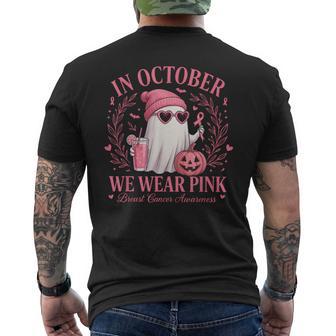 In October We Wear Pink Breast Cancer Awareness Halloween Men's T-shirt Back Print - Thegiftio UK