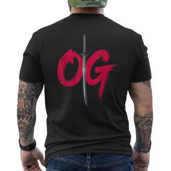 Og Sword Graphic Bold Red Brush Style Men's T-shirt Back Print - Thegiftio UK