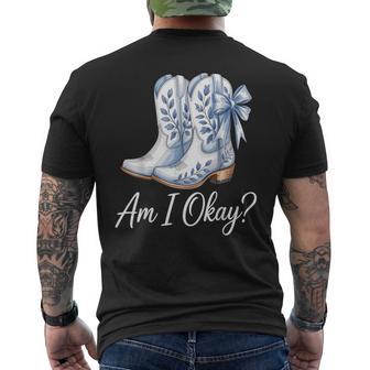 Am I Okay Boot Cowgirl Coquette Bow Men's T-shirt Back Print - Thegiftio UK