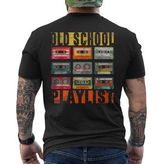 Old School Playlist Retro 80S 90S Cassette Tape Music Men's T-shirt Back Print - Thegiftio UK