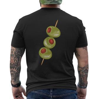 Olives On A Toothpick Martini Cocktail Ready Men's T-shirt Back Print - Thegiftio UK