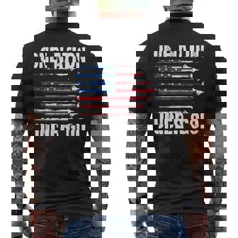 One Nation Under God American Flag 4Th Of July Fighter Jet Men's T-shirt Back Print - Monsterry